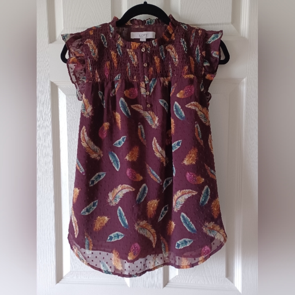 Loft ruffled accent top